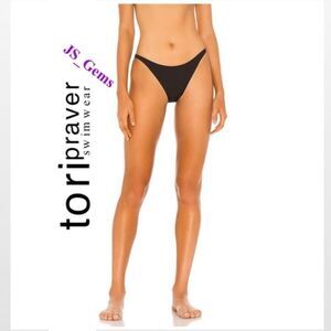 Tori Praver Triangle Bikini Swimwear Cheeky Black Bottoms Large